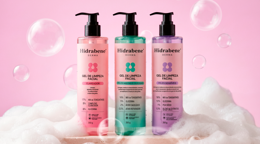Hidrabene lança nova linha de géis de limpeza com tratamento inteligente 