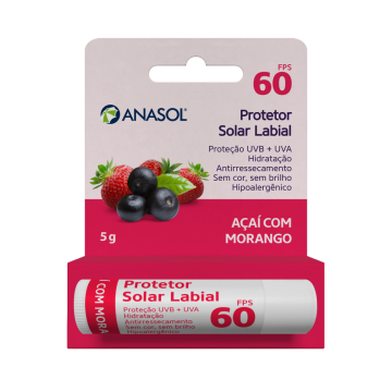 Anasol Protetor Solar Labial FPS 60 Açaí c/ Morango